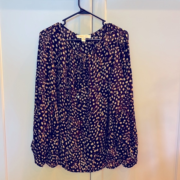 MICHAEL Michael Kors Tops - MICHAEL MICHAEL KORS animal print long sleeve blowers front tie L